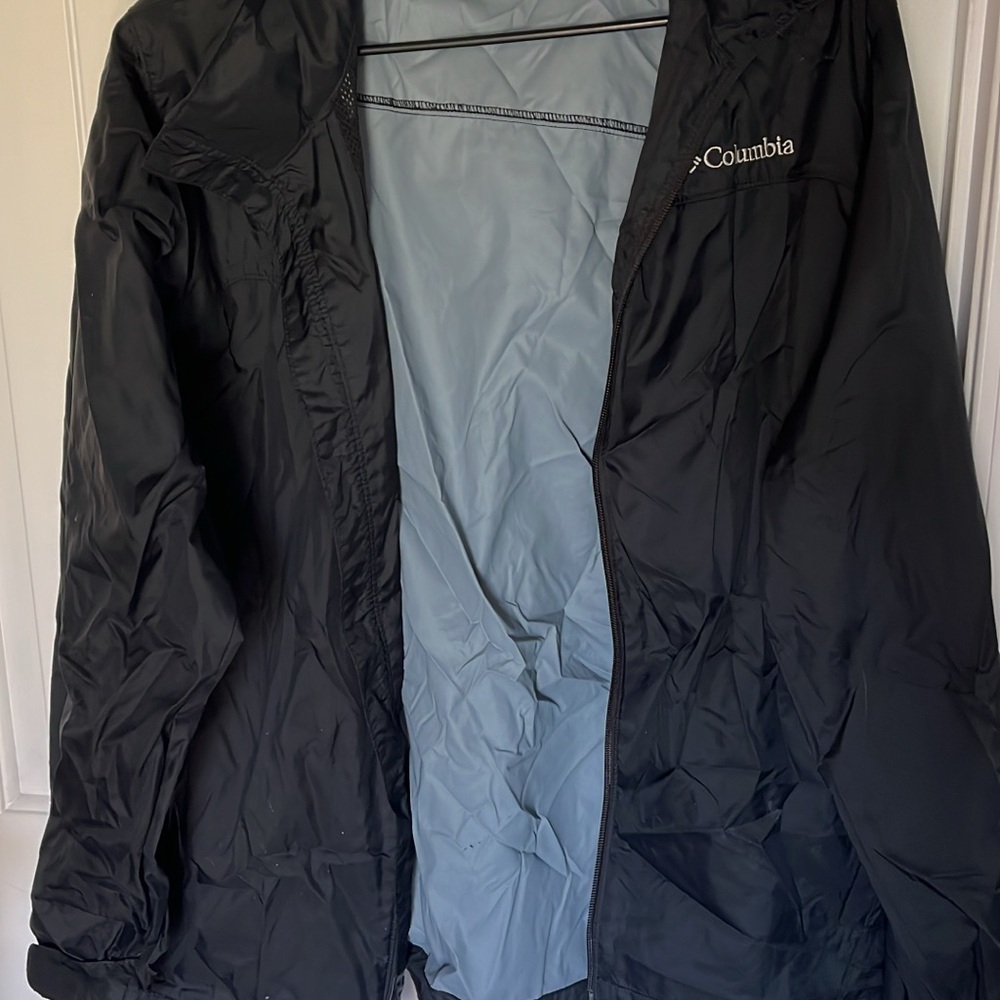 Columbia Men's Black and Light Blue Raincoat